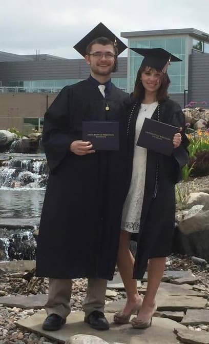 Paul and Sammy Schaum at UW-Whitewater graduation, 2015